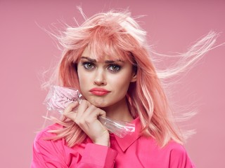 cheerful woman lifestyle studio model