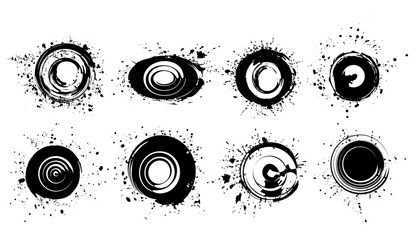 Ink splatters. paintbrush Grunge round shape. vector distress textures. set of Banners, Logos, Icons, Labels and Badges