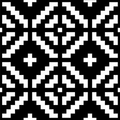 Geometric ornament of rhombuses and flowers in the native American style. Seamless vector pattern for web, print, textile, wallpaper, card, wrapping paper and background