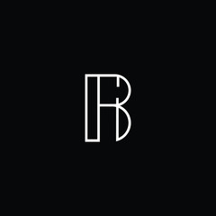Minimal elegant monogram art logo. Outstanding professional trendy awesome artistic BF FB BH HB initial based Alphabet icon logo. Premium Business logo White color on black background