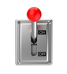 Knife switch ON. Knife switch off positions. 3D illustration.