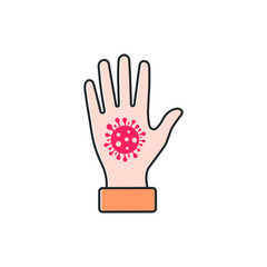 Hands contain virus infection flat design. Vector illustration
