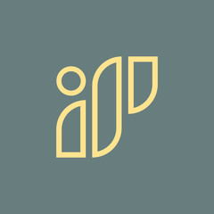 IP letters modern initials outline minimal vector logo