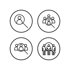 Hiring icons set. Human resources concept. Recruitment. Search job vacancy icon. Hire. Find people icon