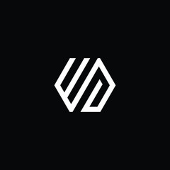 Minimal elegant monogram art logo. Outstanding professional trendy awesome artistic WD DW initial based Alphabet icon logo. Premium Business logo White color on black background
