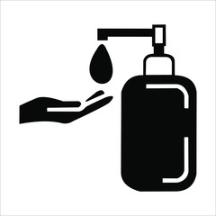 Hand wash gel icon on white background. Hand sanitizer sign and symbol.