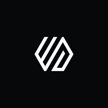 Minimal elegant monogram art logo. Outstanding professional trendy awesome artistic WD DW initial based Alphabet icon logo. Premium Business logo White color on black background
