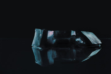 ice cubes on a black background