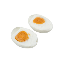 Salted duck eggs isolated on white background.Thai preserved food product made by soaking duck eggs in brine or salted charcoal.