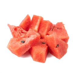 Delicious ripe watermelon (Citrullus lanatus) isolated on white background.concept of fresh fruit in the tropical.