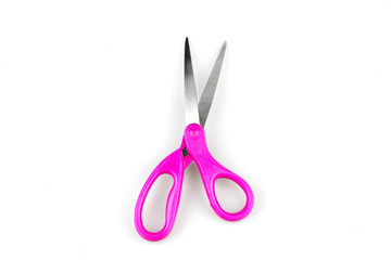 pink scissors isolated on a white background
