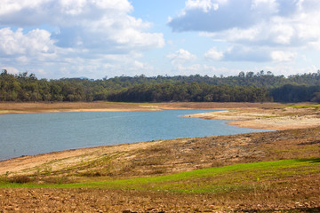 Lake Tinaroo with  low water level during drought, Atherton Tablelands, Queensland, Australia