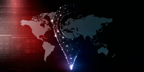 Obraz premium 2d rendering Red map pointer
