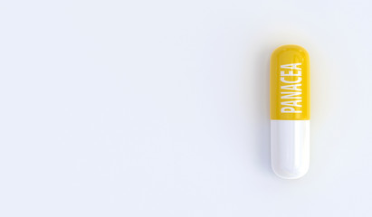  3d medical capsule, pill, with the inscription 