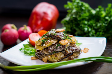 meat baked with potatoes