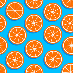 Seamless pattern with orange slices. Summer fruit background. Vector illustration.