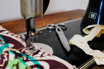 Close-up of vintage sewing machine