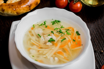 soup with vegetables and broth