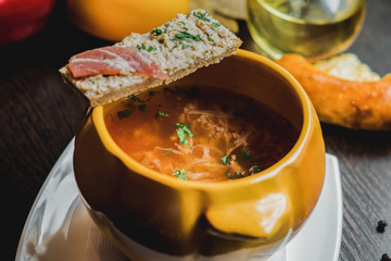 soup with vegetables and broth