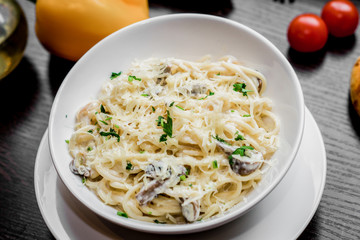 Italian pasta with cream sauce