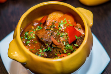 meat baked with potatoes