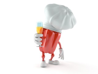 Red pepper character toasting