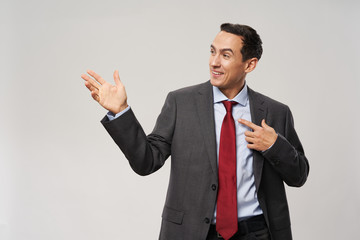 businessman with arms outstretched