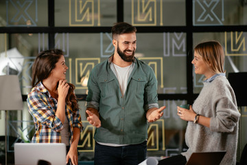 Successful teamwork. Business people in office.	