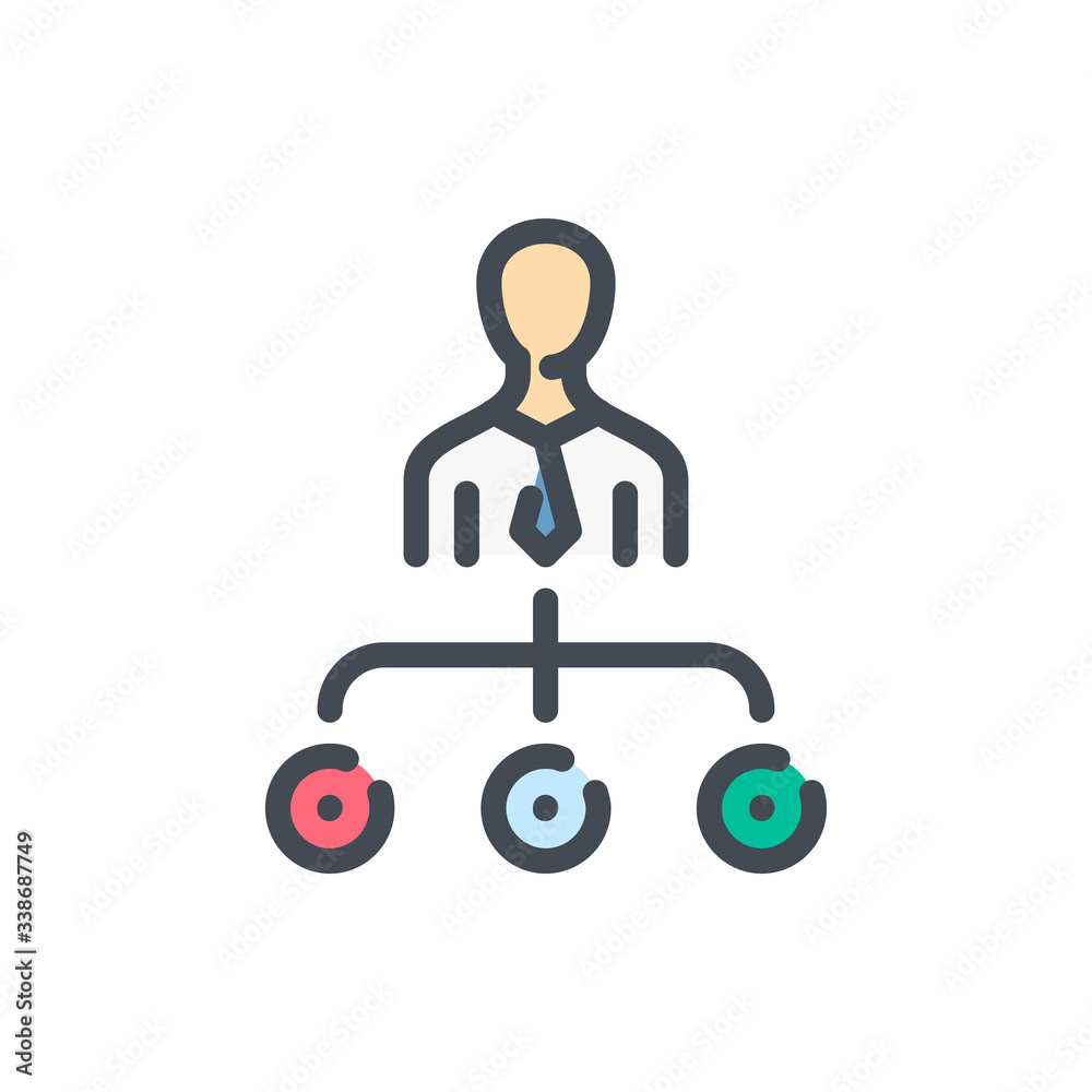 Poster hierarchy and company structure color line icon. team and teamwork vector outline colorful sign.