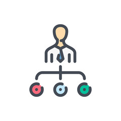 Hierarchy and Company structure color line icon. Team and teamwork vector outline colorful sign.