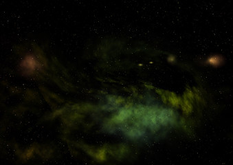 Fototapeta na wymiar Far being shone nebula and star field. 3D rendering