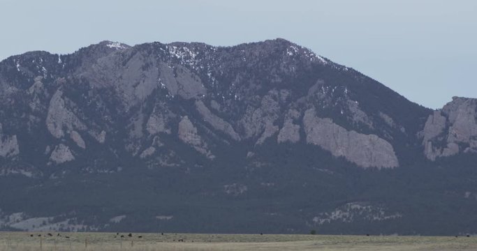 Colorado Mountain with cow farm in front