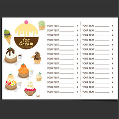 menu template Ice cream dessert restaurant brand design