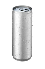 tin can on white background with water drop 