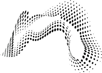 Halftone wave dotted background. Futuristic twisted abstract template. grunge, dot, circles. Modern vector optical background for posters, business cards, covers, stickers, labels mockup.