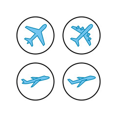 Plane icons set. Aeroplane vector icon. Flight transport symbol. Travel element illustration. Holiday symbol. Airplane