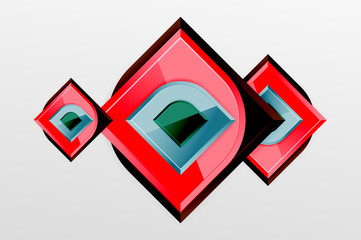 Glossy glass squares with round elements geometric composition. Abstract geometric background with 3d effect composition For Wallpaper, Banner, Background, Card, Book Illustration, landing page