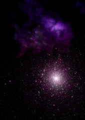 Star field in space and a nebulae. 3D rendering