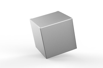 Blank white cube product packaging paper cardboard box. 3d render illustration.