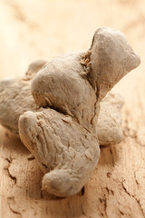ginger root on a warm wooden background
