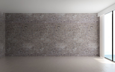 The empty room interior design concept and brick wall background