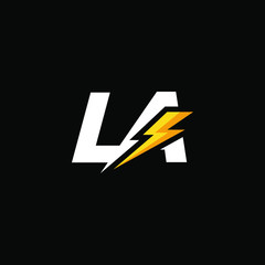 Initial Letter LA with Lightning