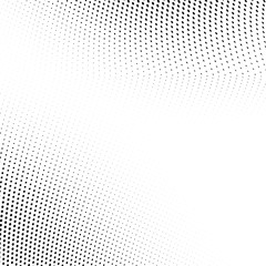 Halftone texture is a monochrome wave. Abstract black and white background of dots