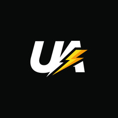 Initial Letter UA with Lightning