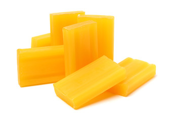 Yellow soap isolated on white background 