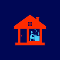 Fototapeta premium Work from home. Working at home to avoid coronavirus disease. Vector illustration