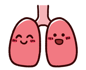 かわいい肺　臓器　笑顔　健康