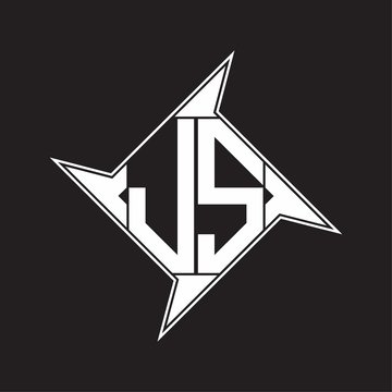 JS Logo monogram with octagon shape isolated on shuriken element design template