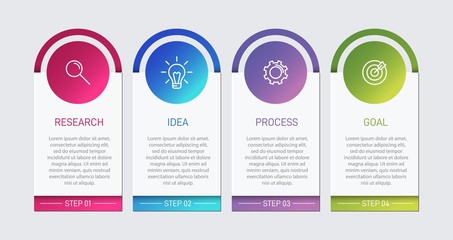 Infographic design with icons and 4 options or steps. Thin line vector. Infographics business concept. Can be used for info graphics, flow charts, presentations, web sites, banners, printed materials.