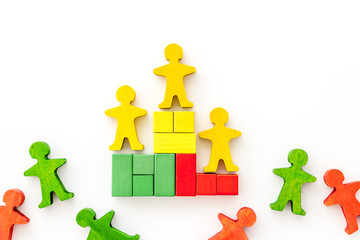 Winners podium. Figures of humans on white background top view